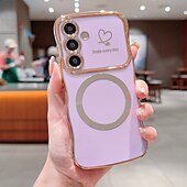 Недорогие Чехлы для Samsung-телефон Кейс для Назначение S24 S24 Ultra Plus S23 Ultra Plus S23 S22 S22 Плюс Ультра S25 Ультра Кейс на заднюю панель Магнитный Поддержка беспроводной зарядки Защита от удара Ретро Покрытие