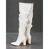 cheap Slouch Boots-Women&#039;s Black Slouchy Over-the-Knee Boots – Stylish Pointed Toe with Block Heel for Winter Fashion and Evening Outfits