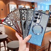 abordables Carcasas Samsung-teléfono Funda Para S24 S24 Ultra Plus S24 FE S23 S22 S21 S20 Ultra Plus FE S25 Ultra Funda Trasera Magnética Soporte de carga inalámbrica Antigolpes Retro Enchapado