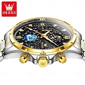 voordelige Quartz-horloges-olevs 9807 herenhorloge modetrend multifunctioneel origineel sterrenhemel waterdicht maanfase horloge luxe merk heren quartzhorloge