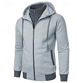 cheap Basic Hoodies-Men&#039;s Hoodie Full Zip Hoodie Tactical Hoodie Black Light Grey Dark Gray Hooded Plain Tactical Sports &amp; Outdoor Daily Streetwear Cool Casual Winter Spring &amp;  Fall Clothing Apparel Hoodies Sweatshirts