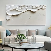 お買い得  風景画-手作りのオリジナルの厚い質感のビーチ油絵キャンバスに抽象的なミニマリストの海の波の壁アート、家の装飾用、枠張り付き、内側のフレームなしの絵画