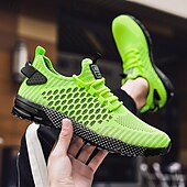 baratos Ténis para Homem-tênis esportivos respiráveis verde neon masculino – tênis de corrida de malha leve com sola acolchoada