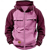 abordables sudaderas basicas hombre-Hombre Sudadera Sudadera con capucha y cremallera completa Sudadera táctica con capucha Rojo tinto Negro Rosa Verde Ejército Azul Piscina Con Capucha Plano Táctico Deporte Diario Ropa de calle Fresco