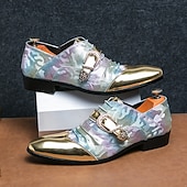 economico Semi-formale-scarpe formali da uomo con puntale in metallo dorato e dettaglio fibbia - elegante design con lacci per feste ed eventi speciali
