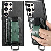 Недорогие Чехлы для Samsung-телефон Кейс для Назначение S24 S24 Ultra Plus S23 Ultra Plus S23 S22 S22 Плюс Ультра S25 Ультра Кейс на заднюю панель со стендом с ремешком на запястье Разъем для карты Ретро ТПУ ПК Кожа PU