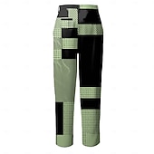 billige Slank-Herre Geometrisk Fargeblokk Lapper Dressbukser Medium Midje Business Casual Formell Hverdag Glidelås Lomme Sommer Vår Høst 3D-utskrift Svart Rosa Blå