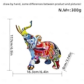 levne Sochy-pryskyřice barevná socha slona, barevné umění sochy slona barevná výzdoba slona feng shui ornament sloni socha zvířat do kuchyně kancelářská police domácí dekorace, pro domácí kancelář desktop pokoj
