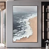 cheap Landscape Paintings-Mintura Handmade Beach Scenery Oil Paintings On Canvas Modern Wall Art Room Decoration Abstract Picture For Home Decor Rolled Frameless Unstretched Painting