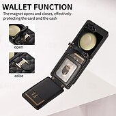 お買い得  サムスン用ケース-電話 ケース 用途 Z Flip 5 Z Flip 4 Z Flip 3 バックカバー スタンド付き ストラップ付き リストストラップ付き レトロ風 TPU PUレザー
