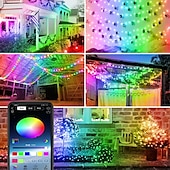 abordables Enchufe eléctrico-Luces de hadas LED inteligentes de 10 m, luces de cadena que cambian de color RGB y blanco cálido controladas por aplicación con sincronización de música y 20 escenas para decoración de Navidad, dormitorio, pared y manualidades