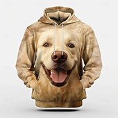 Men's Dog Hoodie Hoodies Sweatshirt Fashion Exaggerated Long Sleeve Hooded Vacation Sports Outdoor Streetwear Black Brown Print Front Pocket Spring & Fall Designer 7