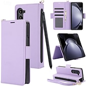 お買い得  サムスン用ケース-電話 ケース 用途 Zフォールド6 Z Fold 5 Z Fold 4 Z Fold 3 バックカバー スタンド付き リストストラップ付き カード挿入口 レトロ風 TPU PUレザー