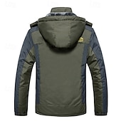 billiga Sportjacka-Herr Utomhusjacka Vinterkappa Fleece-jacka Hoodiejacka Dagligen Semester Håller värmen Vindtät Ficka Avtagbar huva Vår &amp; Höst Färgblock Mode Klassisk Huva Normal Svart Röd Kungsblå Armégrön Jacka