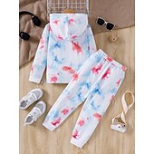 voordelige Sets-2-delig Peuter Jongens Set met capuchon en joggingbroek Kleding Anime Brief Lange mouw Ronde hals Set School Modieus Stoer Herfst Winter 4-7 jaar Wit