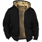 お買い得  フリースパーカー-男性用 フルジップパーカー ジップアップフーディー ファジーシェルパ フリースの上着 フリースパーカー ブラック ワイン ブルー ブラウン ダックグレー フード付き 平織り ジッパーを閉める ジッパー ポケット スポーツ 日常 週末 ポリエステル ヴィンテージ クール カジュアル 秋冬 衣類 パーカー トレーナー 長袖 ルーズフィット