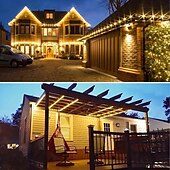 cheap Solar String Lights-50M-500Leds/100M-1000Leds Outdoor High Brightness Copper Wire Light String Large Solar Panel Courtyard Eaves Christmas Trees Balconies Fences Holy Festival Atmosphere Decorative Light String