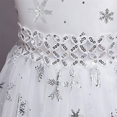 preiswerte Partykleider-kinderkleidung Mädchen Cosplay-Kleid Party Kleid Schneeflocke Ärmellos Leistung Weihnachten Gitter Rückenfrei Patchwork Schön Süß Polyester Maxi abendkleider Schaukelkleid Tüll-Kleid Winter 4-12 Jahre