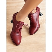 cheap 1950s-Women&#039;s Vintage Oxford Lace-Up Shoes - Retro Style Kitten Heel Brogue Design, Perfect for Office Wear and Classic Outfits