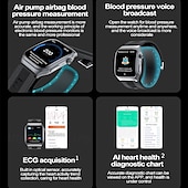 Χαμηλού Κόστους Smartwatch-Αεροσυμπιεστής Αεροθάλλατος Ακριβής Δοκιμή Πίεσης Αίματος ECG ηλεκτροκαρδιογράφημα Παρακολούθηση Θερμοκρασίας Πεδόμετρο Συμβατό με Ασύρματη κλήση Android iOS Γυναίκες Άνδρες Μακράς Αναμονής