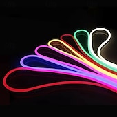 voordelige Neon LED-verlichting-5m waterdichte led neon buislamp, flexibele stripverlichting enkele kleur voor binnen en buiten decoratief 12v eu/uk/us/au stekker