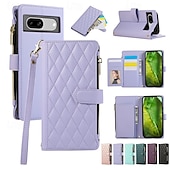 abordables Otras carcasas-teléfono Funda Para Píxel 9 Pro Pixel 9 Pro XL Pixel 8 Pro Pixel 8 Píxel 9 Pixel 7 Pixel 7 Pro Pixel 6 Pixel 6 Pro Funda Trasera con Soporte Cremallera con cordón Retro TPU Cuero de PU