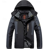 billiga Sportjacka-Herr Utomhusjacka Vinterkappa Fleece-jacka Hoodiejacka Dagligen Semester Håller värmen Vindtät Ficka Avtagbar huva Vår &amp; Höst Färgblock Mode Klassisk Huva Normal Svart Röd Kungsblå Armégrön Jacka