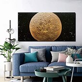abordables Peintures Abstraites-peinture à l&#039;huile de lune peinte à la main peinture texturée jaune noire 3D peinture murale abstraite au clair de lune faite à la main grande peinture texturée noire minimaliste pour salon chambre