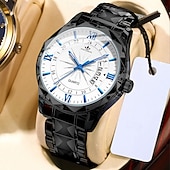 baratos Relógios Quartz-novo relógio masculino moderno de negócios com vidro reforçado com minerais e calendário luminoso com display multifuncional à prova d&#039;água esportivo