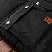abordables Gilets-Homme Gilet matelassé Gilet polaire Gilet du quotidien Rendez-vous Vacances Mode Décontractées Automne hiver Poche Polyester Chaud Confortable Couleur unie Cachée Boutonné devant Mao Standard Noir