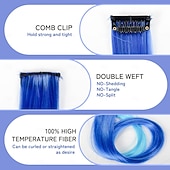 olcso Szintetikus póthajak-32 db csíptetős színes hajhosszabbítás lányoknak csinos ajándék 20 hüvelykes szivárvány hosszú egyenes hajdíszek szintetikus,halloween cosplay öltöztetős divatbuli karácsonyi születésnap gyerekeknek