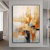 preiswerte Stillleben-Gemälde-Großes, 100 % handgemaltes abstraktes Ölgemälde in Gold auf Leinwand, handgefertigtes, reich strukturiertes Acryl-Wandgemälde, moderne Wandkunst, handgemaltes Kunstwerk, Ölgemälde mit Pattelmesser für