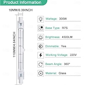 abordables Ampoules incandescentes-Ampoules R7S 118 mm T3 300 W à double culot à intensité variable de type J, lot de 4 pour le travail et la sécurité &amp;éclairage paysager 220-240v