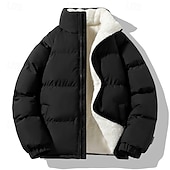 abordables Manteaux &amp; vestes-Homme Doudoune Veste matelassée Poche Polyester Doublure Polaire Usage quotidien Rendez-vous Vacances Normal Mode Décontractées Confortable Chaud Automne hiver Couleur unie / unie Noir Vert Kaki