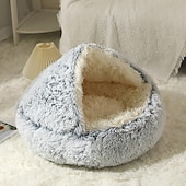 economico Coperte e plaid-Letto di peluche per gatti, ciambella rilassante, letto per cani e gatti, letto rotondo lavabile anti-ansia, soffice letto per coccole per cani, comodo letto con cuscino per cani e gatti per cuccioli di piccola taglia
