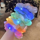 baratos Acessórios para festa-6 peças de scrunchies com luzes de LED - elásticos de cabelo vibrantes para mulheres &amp;meninas coloridas brilham no escuro com vários modos de luz acessório de moda perfeito para o natal &amp;festas de