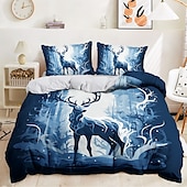 baratos 100% algodão-Conjunto de capa de edredom 100% algodão, conjunto de cama de veado florestal, conjunto de 2 peças, conjunto de 3 peças de pelúcia curta e macia, conjunto de edredom ultramacio, capa de edredom king