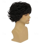 Недорогие Мужские парики-мужской короткий кудрявый черный парик аниме косплей парики косплей костюм волосы парик