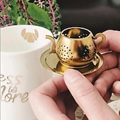 abordables Accesorios para el café-Infusor de té de hojas sueltas de acero inoxidable con forma de tetera: infusores de té reutilizables para té de hierbas y especias, artículos para el té y accesorios para la ceremonia del té