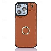 お買い得  iPhone用ケース-電話 ケース 用途 iPhone 16 Pro Max プラス iPhone 15 プロマックスプラス iPhone 14 13 12 11 Pro Max Plus iPhone 14 Pro Max iPhone 13 12 11 Pro Max バックカバー バンカーリング ストラップ付き カード挿入口 レトロ風 TPU PUレザー