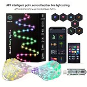 tanie Zasilane przez USB-20m 200 diod LED USB Bluetooth RGB łańcuch świetlny z punktem sterowania, zmieniający kolor łańcuch świąteczny dekoracja okna do samodzielnego montażu scena świąteczna i świąteczne oświetlenie