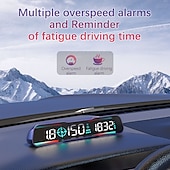 رخيصةأون شاشة عرض رأسية-شاشة عرض أمامية للسيارة HUD OBD/GPS عداد سرعة رقمي عالمي كم/ساعة ميل/ساعة مع إنذار السرعة الزائدة وبوصلة وملحقات