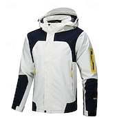 abordables Softshell, polares y chaquetas de montaña-Hombre La chaqueta con capucha Chaqueta Softshell Chaqueta para senderismo Al aire libre Bloque de color Resistente al Viento Resistente al Agua Chaqueta cortavientos Viaje Negro Azul Beige Gris