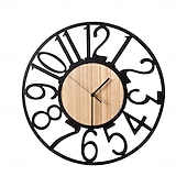 economico Decorazioni da parete-orologio da parete arte semplice orologio da esterno 16 pollici arte in ferro numeri romani in legno grande orologio da esterno retrò aperto quadrante silenzioso al quarzo a batteria orologio