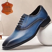 billiga Klassiska Klädskor-blå oxfordskor med lutning för män med brogue-detaljer - klänningsskor i premiumkoskinn för affärs- och formella tillfällen