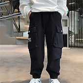 voordelige Broeken-Kinderen Jongens Broek Cargohosen Broek Lapwerk Zak Effen Kleur Ademend Zacht Comfort Broek Buiten Dagelijks Basic Zwart Khaki Middelhoge taille
