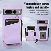 お買い得  その他のスマホケース-電話 ケース 用途 Pixel 7 Pro Pixel 6 Pro バックカバー スタンド付き ジッパ－ ストラップ付き レトロ風 TPU PUレザー