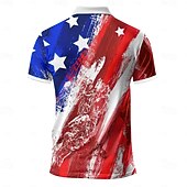 baratos Patriótico 250 Polos-4 de julho de 2026 250º Homens Bandeira americana veteranos Camisas Polo com zíper Camisa de golfe Manga Curta Camisas polo Camisas de colarinho Casual Streetwear Roupas de férias Trajes de festa