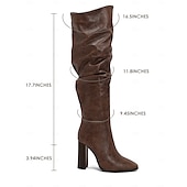 cheap Slouch Boots-Women&#039;s Brown Over The Knee Slouchy Boots - Chunky Heel, Pointed Toe, Stylish Casual Fall and Winter Footwear