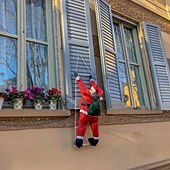 cheap Tree Accessories-Christmas Climbing Santa Claus Ladder and Rope Hanging Ornament – Inflatable and Plush Santa for Christmas Tree, Hotel, and Mall Holiday Decorations